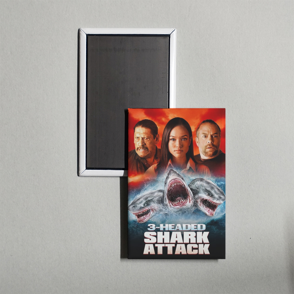 3-Headed Shark Attack Mini Movie Fridge Magnet