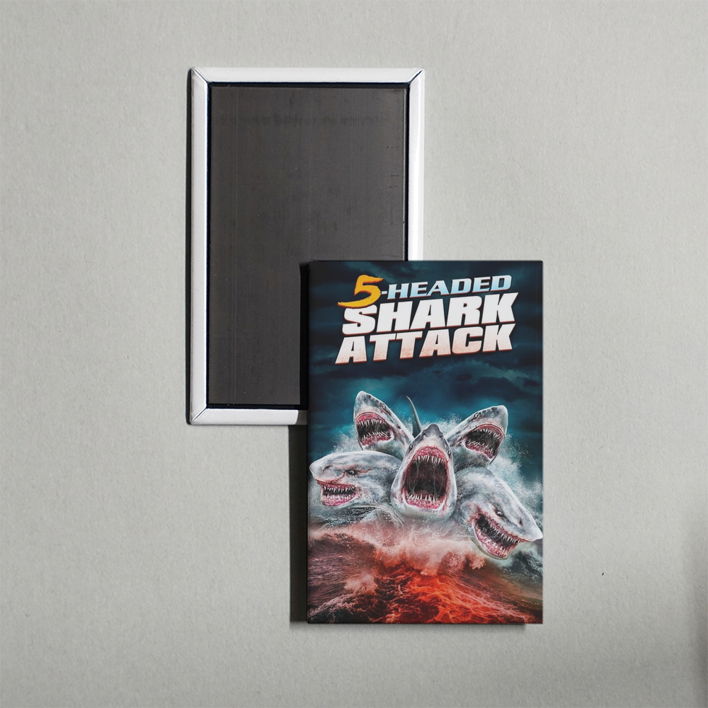 5-Headed Shark Attack Mini Movie Fridge Magnet