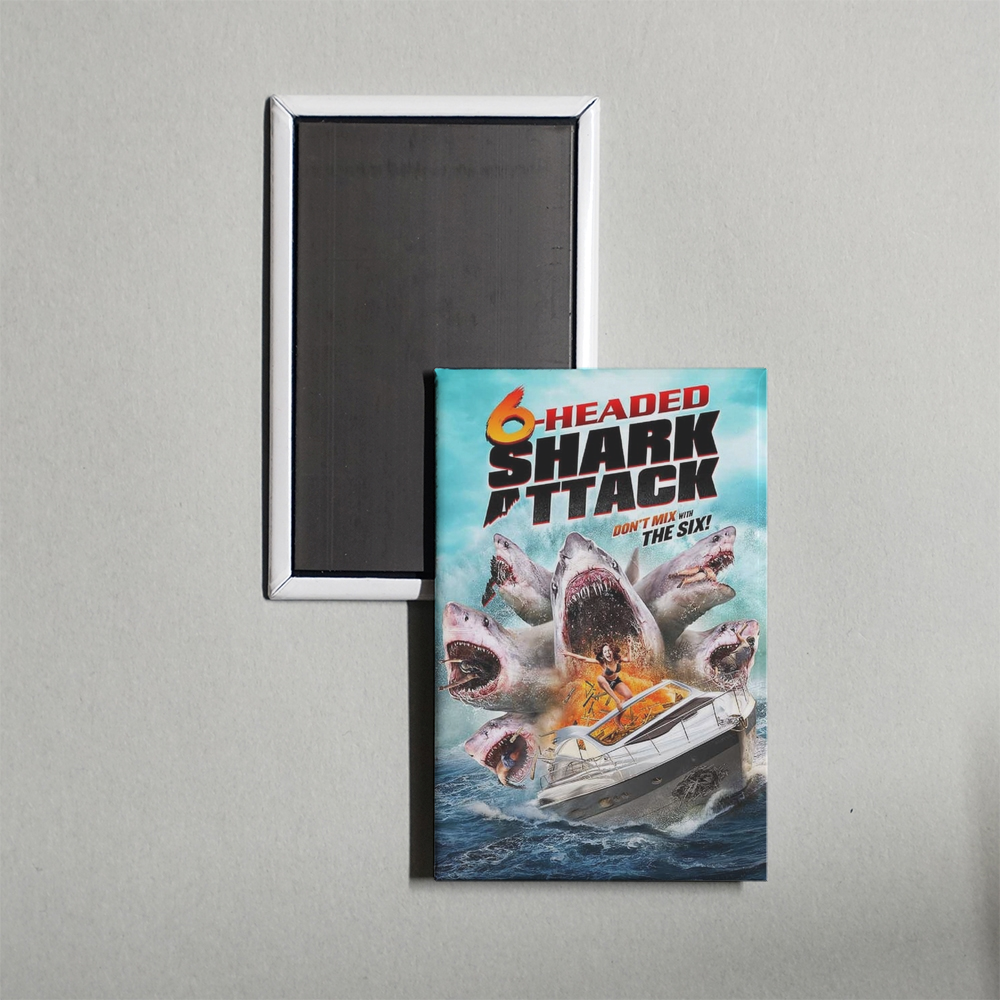 6-Headed Shark Attack Mini Movie Fridge Magnet
