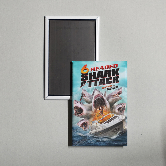 6-Headed Shark Attack Mini Movie Fridge Magnet