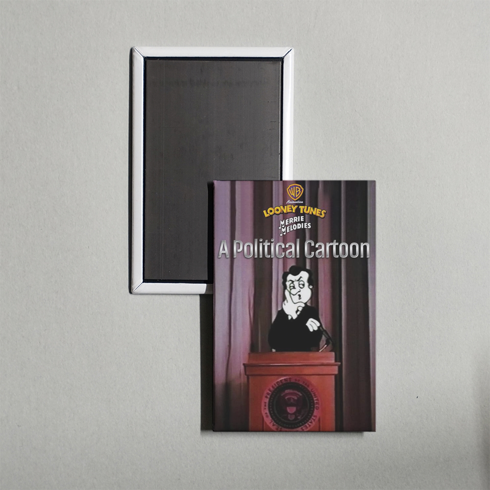 A Political Cartoon Mini Movie Fridge Magnet