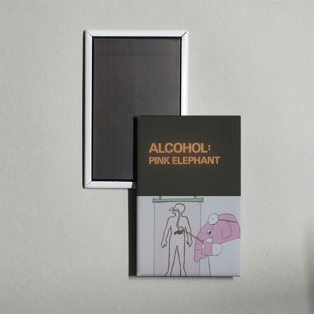 Alcohol Pink Elephant Mini Movie Fridge Magnet