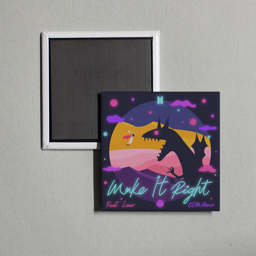 BTS - Make It Right (feat. Lauv) (EDM Remix) Album Cover Fridge Magnet