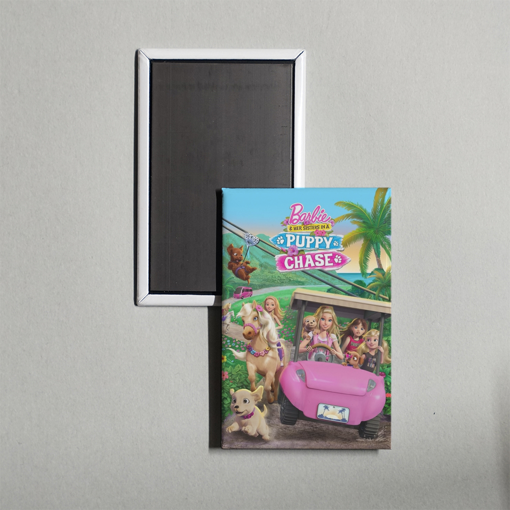 Barbie & Her Sisters in a Puppy Chase Mini Movie Fridge Magnet