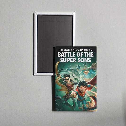 Batman and Superman Battle of the Super Sons Mini Movie Fridge Magnet