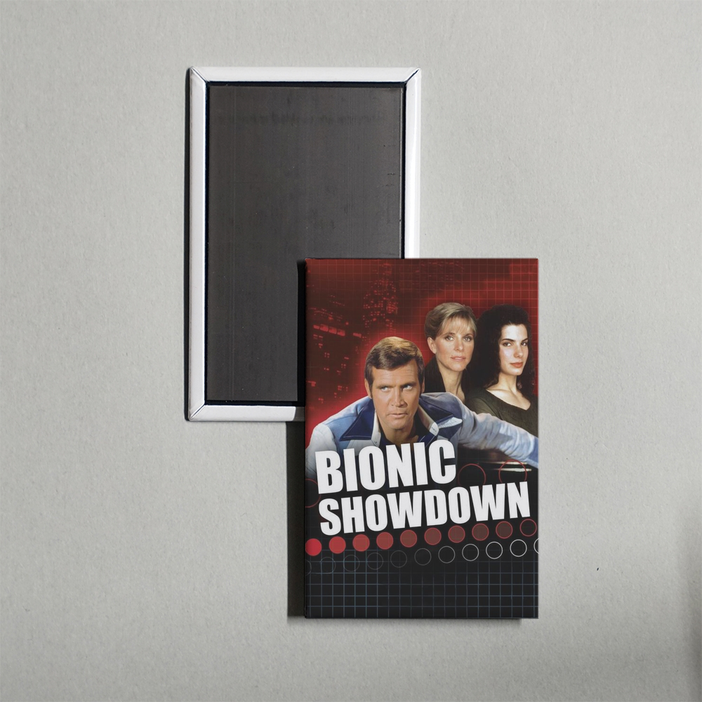 Bionic Showdown The Six Million Dollar Man and the Bionic Woman Mini Movie Fridge Magnet