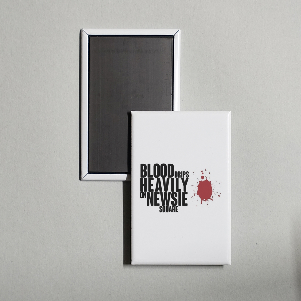 Blood Drips Heavily on Newsie Square Mini Movie Fridge Magnet