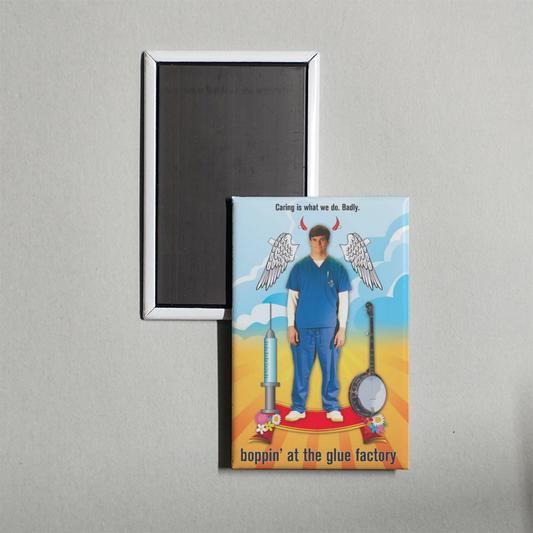 Boppin' at the Glue Factory Mini Movie Fridge Magnet