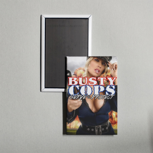 Busty Cops Protect and Serve! Mini Movie Fridge Magnet