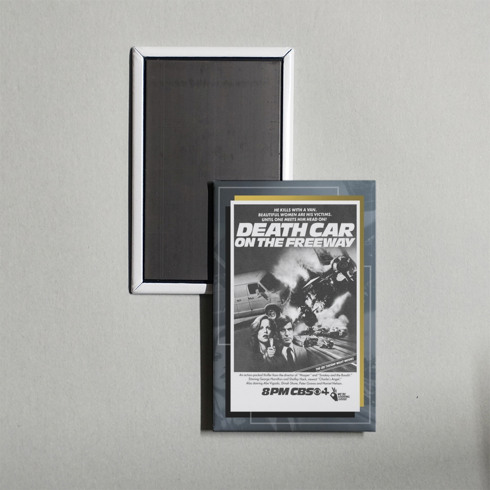 Death Car on the Freeway Mini Movie Fridge Magnet