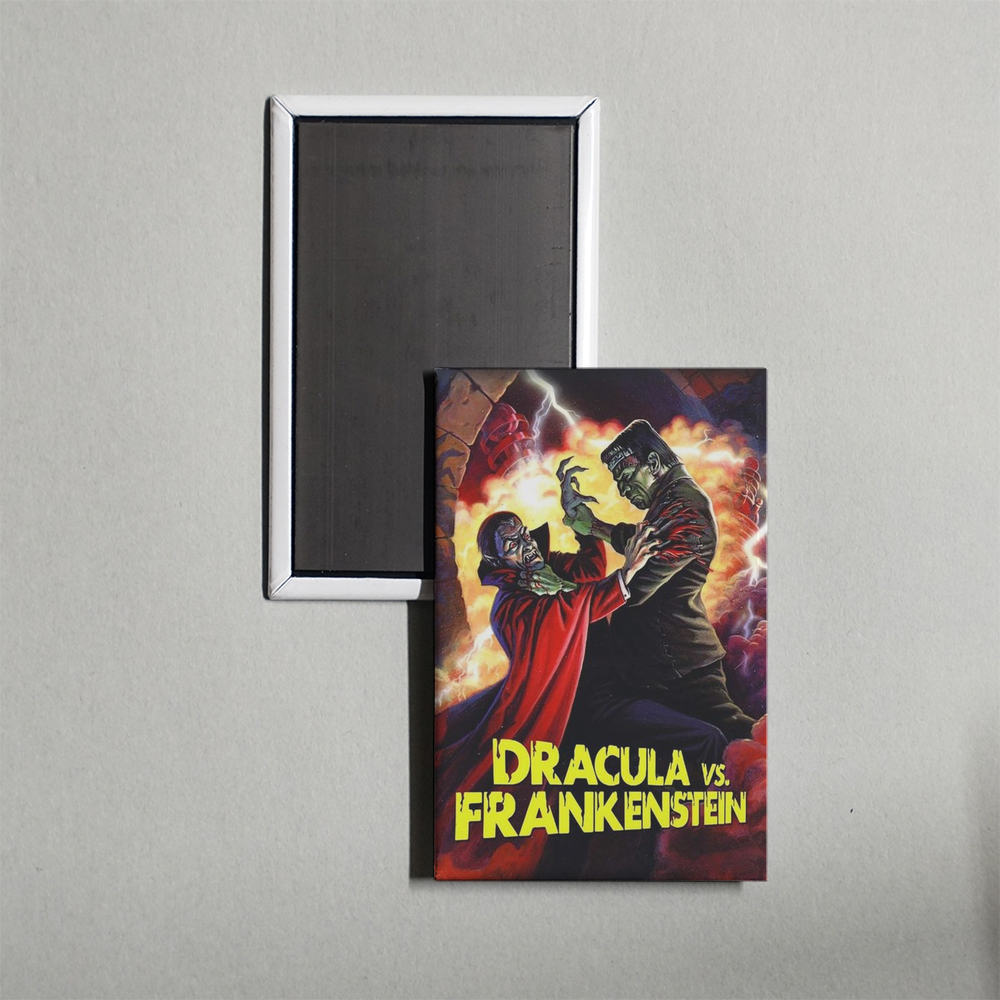 Dracula vs. Frankenstein Mini Movie Fridge Magnet