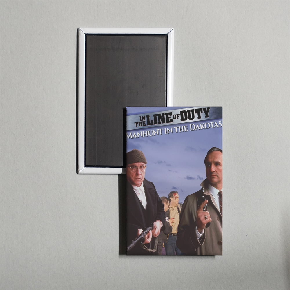 In the Line of Duty Manhunt in the Dakotas Mini Movie Fridge Magnet