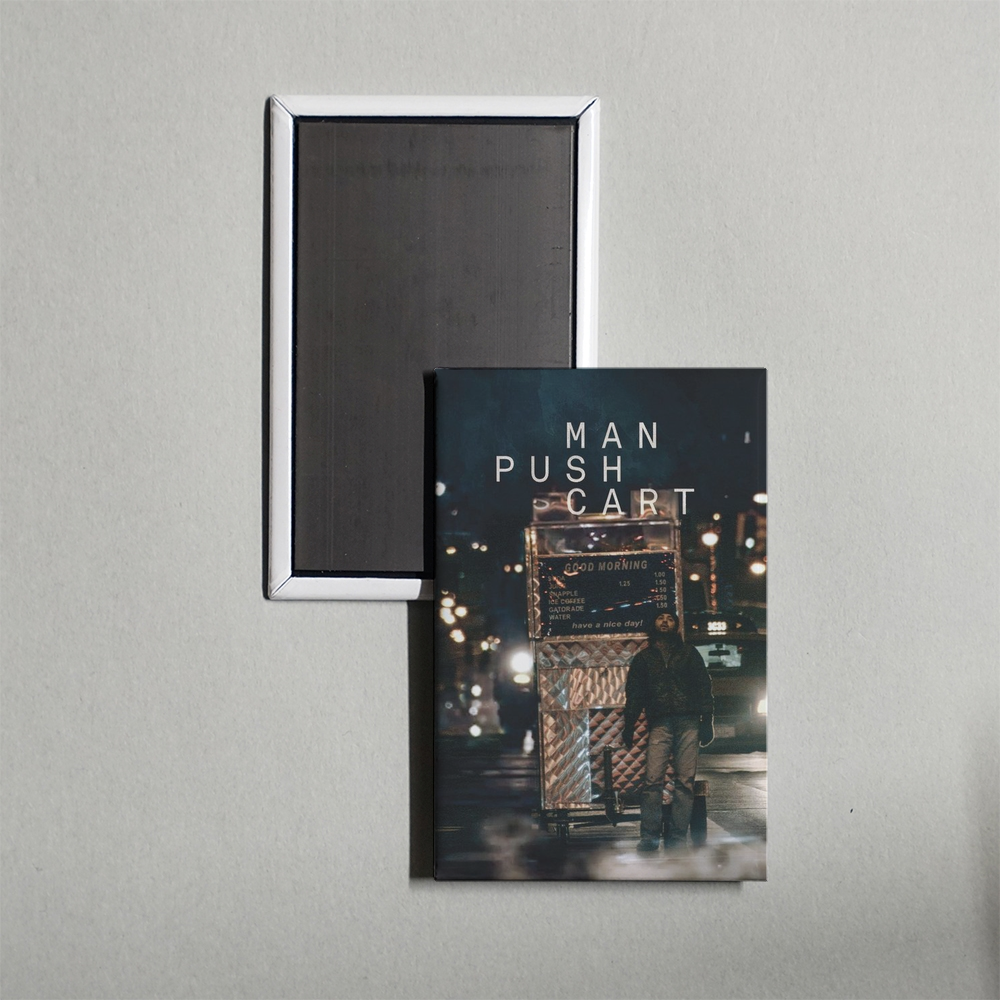 Man Push Cart Mini Movie Fridge Magnet
