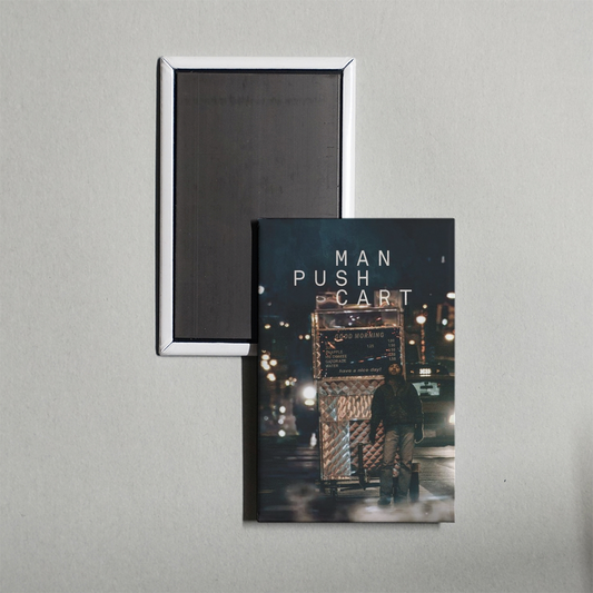 Man Push Cart Mini Movie Fridge Magnet