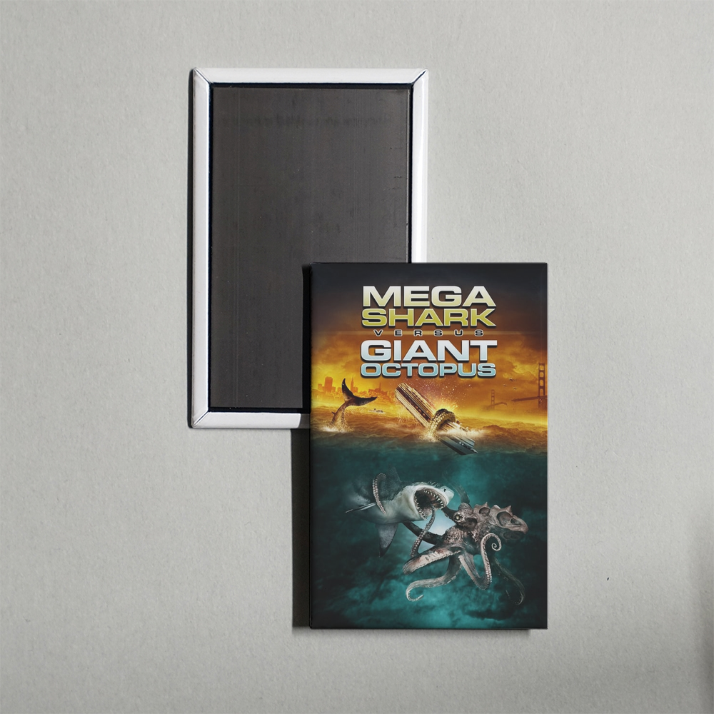 Mega Shark vs. Giant Octopus Mini Movie Fridge Magnet