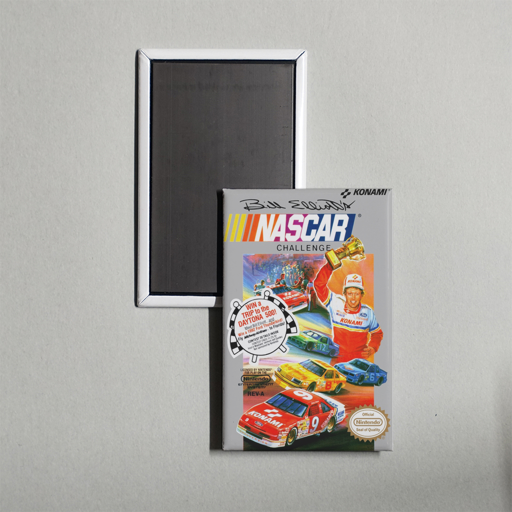 Nintendo NES Bill Elliott's NASCAR Challenge Mini Video Game Fridge Magnet