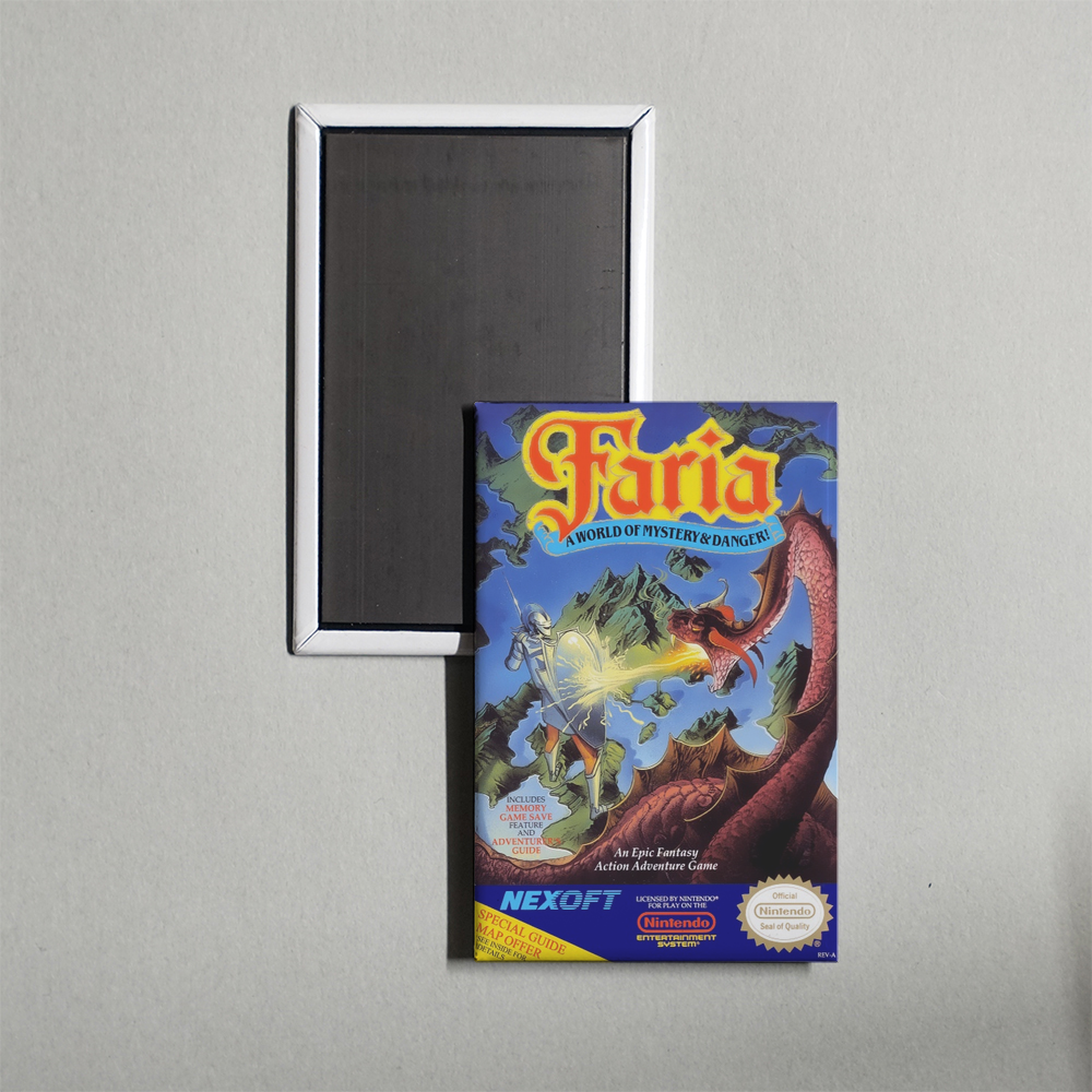Nintendo NES Faria - A World of Mystery & Danger! Mini Video Game Fridge Magnet