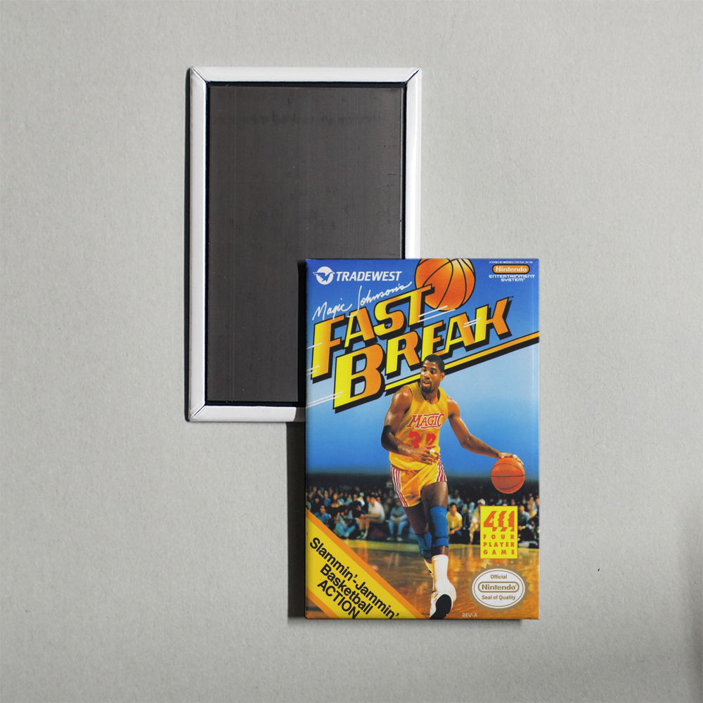 Nintendo NES Magic Johnson's Fast Break Mini Video Game Fridge Magnet
