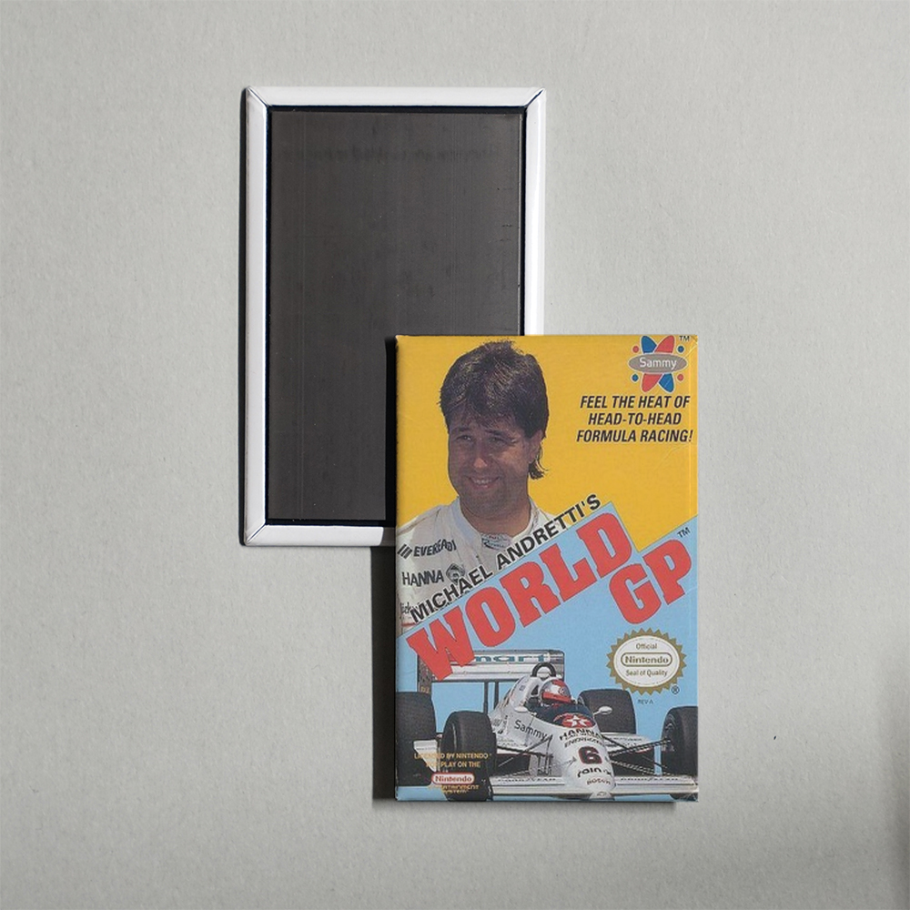 Nintendo NES Michael Andretti's World GP Mini Video Game Fridge Magnet
