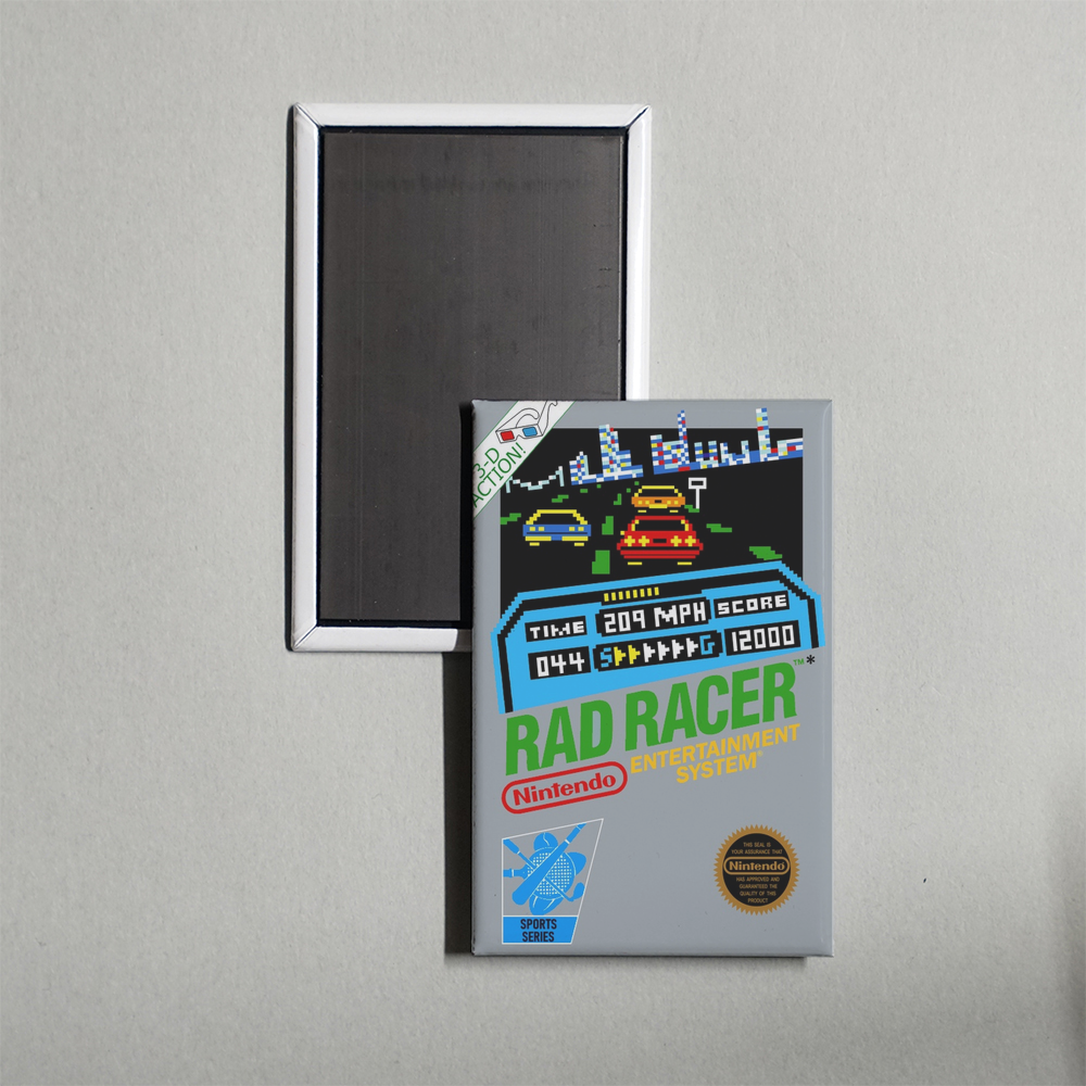 Nintendo NES Rad Racer Mini Video Game Fridge Magnet