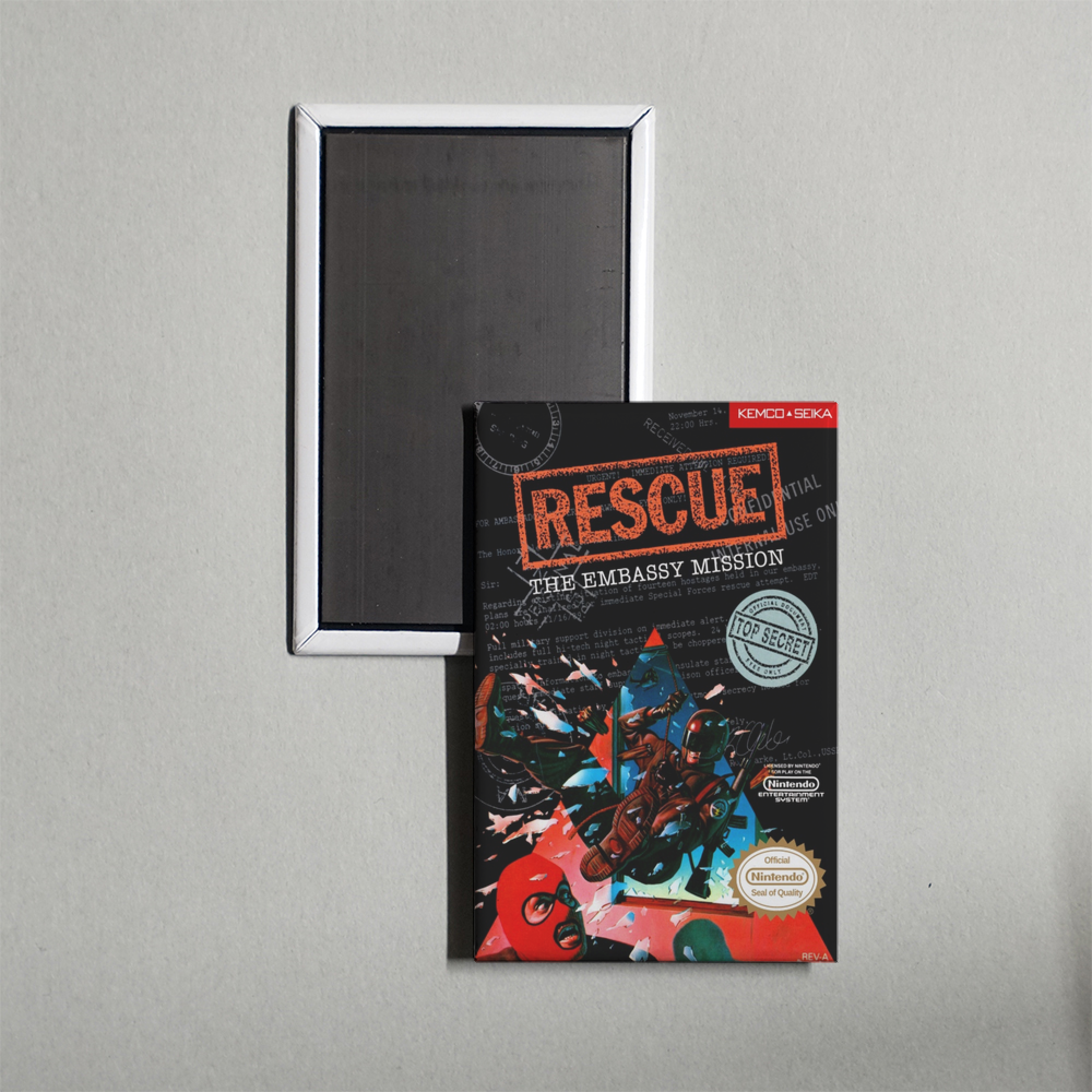 Nintendo NES Rescue - The Embassy Mission Mini Video Game Fridge Magnet