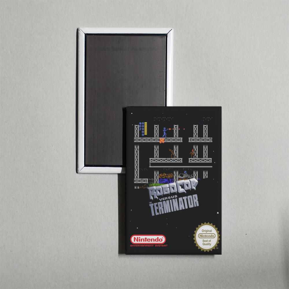 Nintendo NES RoboCop versus The Terminator Mini Video Game Fridge Magnet