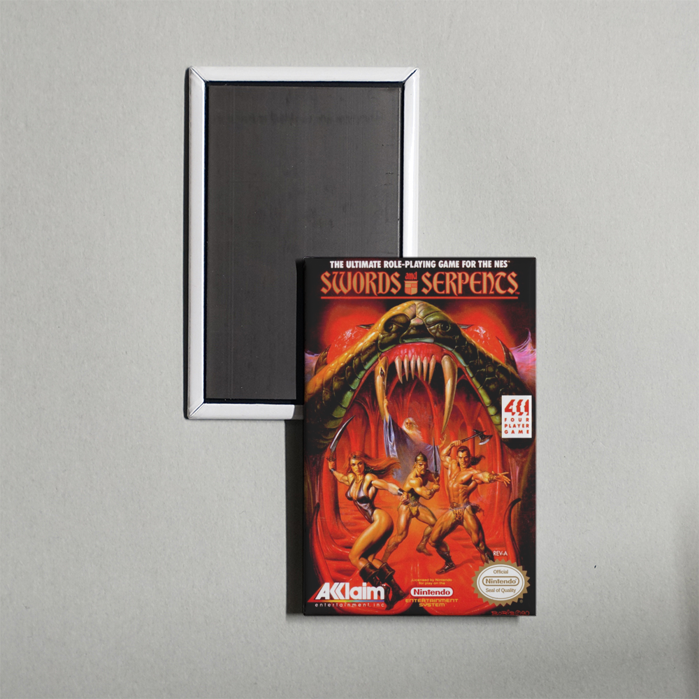Nintendo NES Swords and Serpents Mini Video Game Fridge Magnet