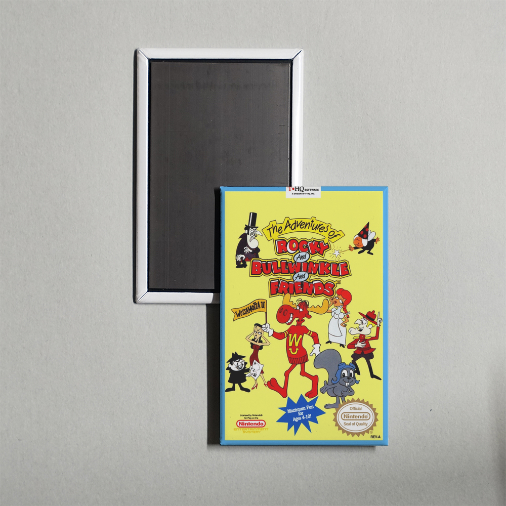 Nintendo NES The Adventures of Rocky and Bullwinkle and Friends Mini Video Game Fridge Magnet