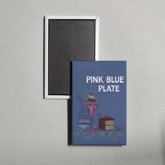 Pink Blue Plate Mini Movie Fridge Magnet