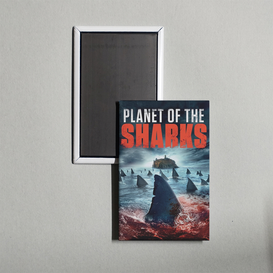 Planet of the Sharks Mini Movie Fridge Magnet