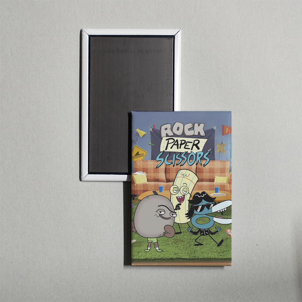 Rock, Paper, Scissors TV Show Fridge Magnet