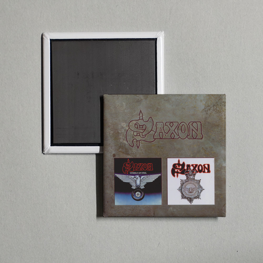 Saxon - Wheels of Steel  Strong Arm of the Law Album Cover Fridge Magnet