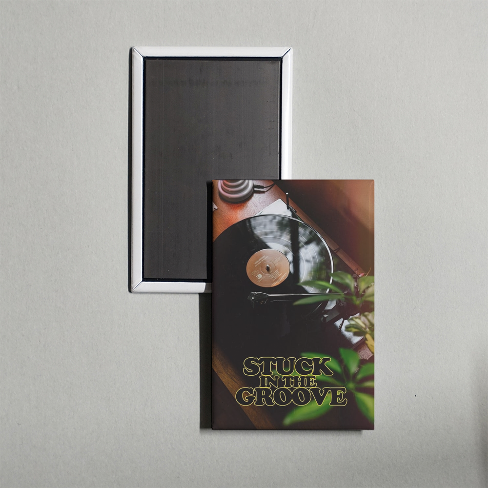 Stuck in the Groove Mini Movie Fridge Magnet
