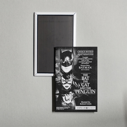 The Bat, the Cat, and the Penguin Mini Movie Fridge Magnet