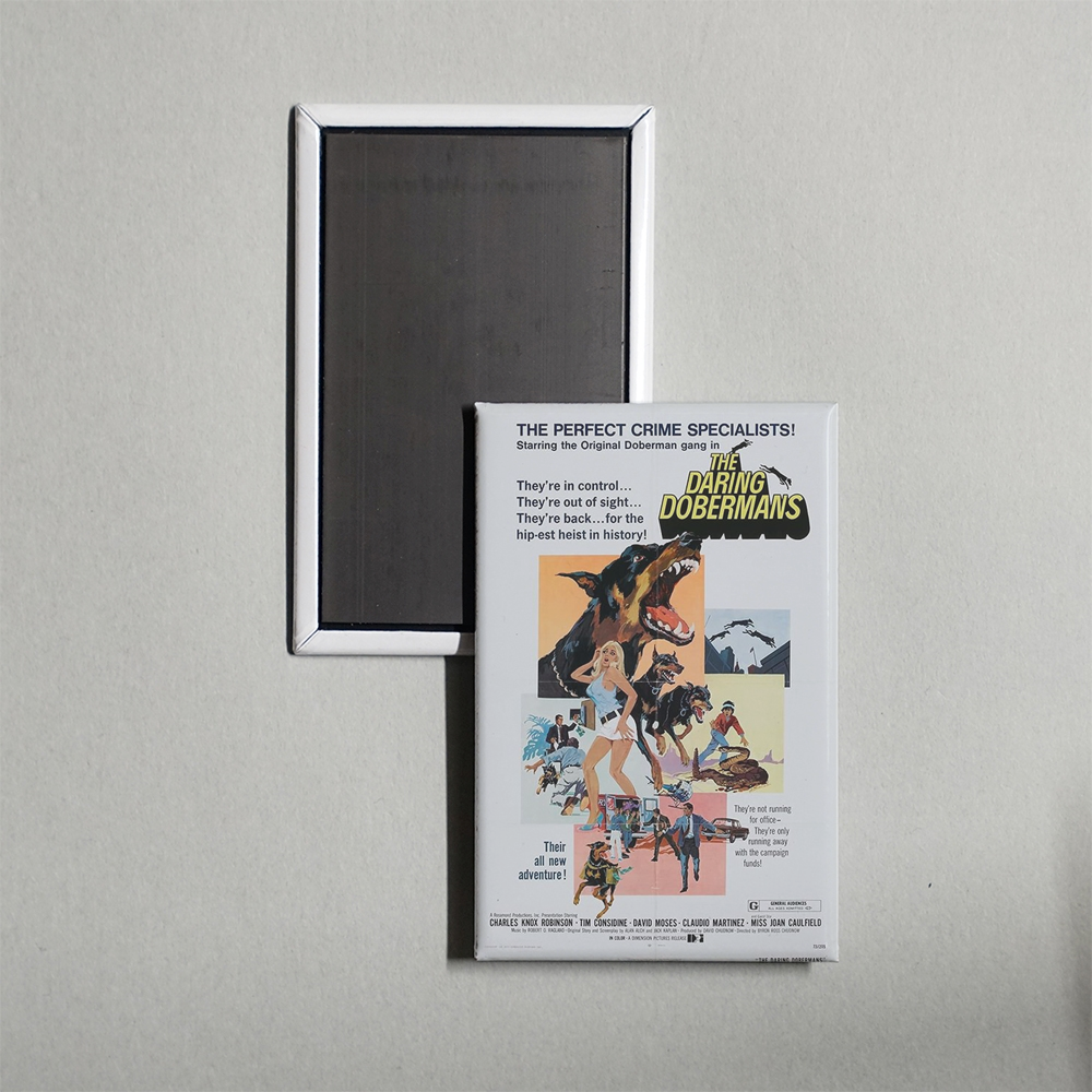 The Daring Dobermans Mini Movie Fridge Magnet