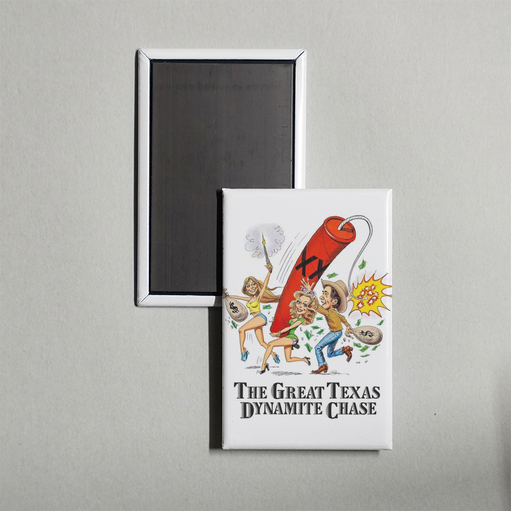 The Great Texas Dynamite Chase Mini Movie Fridge Magnet