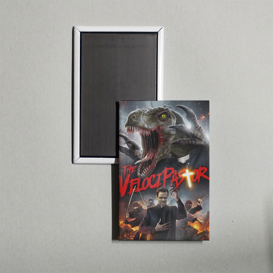 The VelociPastor Mini Movie Fridge Magnet