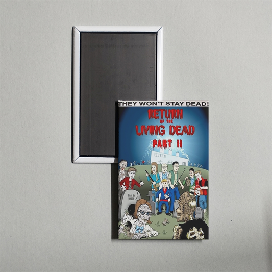 They Won't Stay Dead A Look at 'Return of the Living Dead Part II' Mini Movie Fridge Magnet