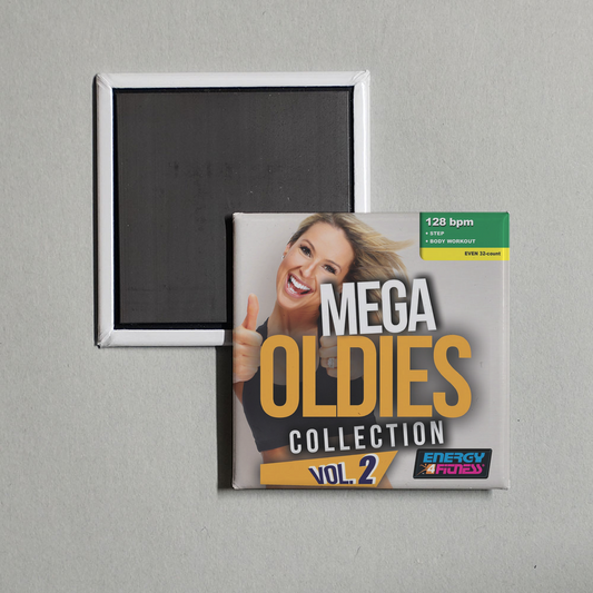 Various Artists - Mega Oldies Collection Vol. 2 (Mixed Compilation for Fitness & Workout - 128 BPM - 32 Count - Ideal for Step & Body Workout) Album Cover Fridge Magnet