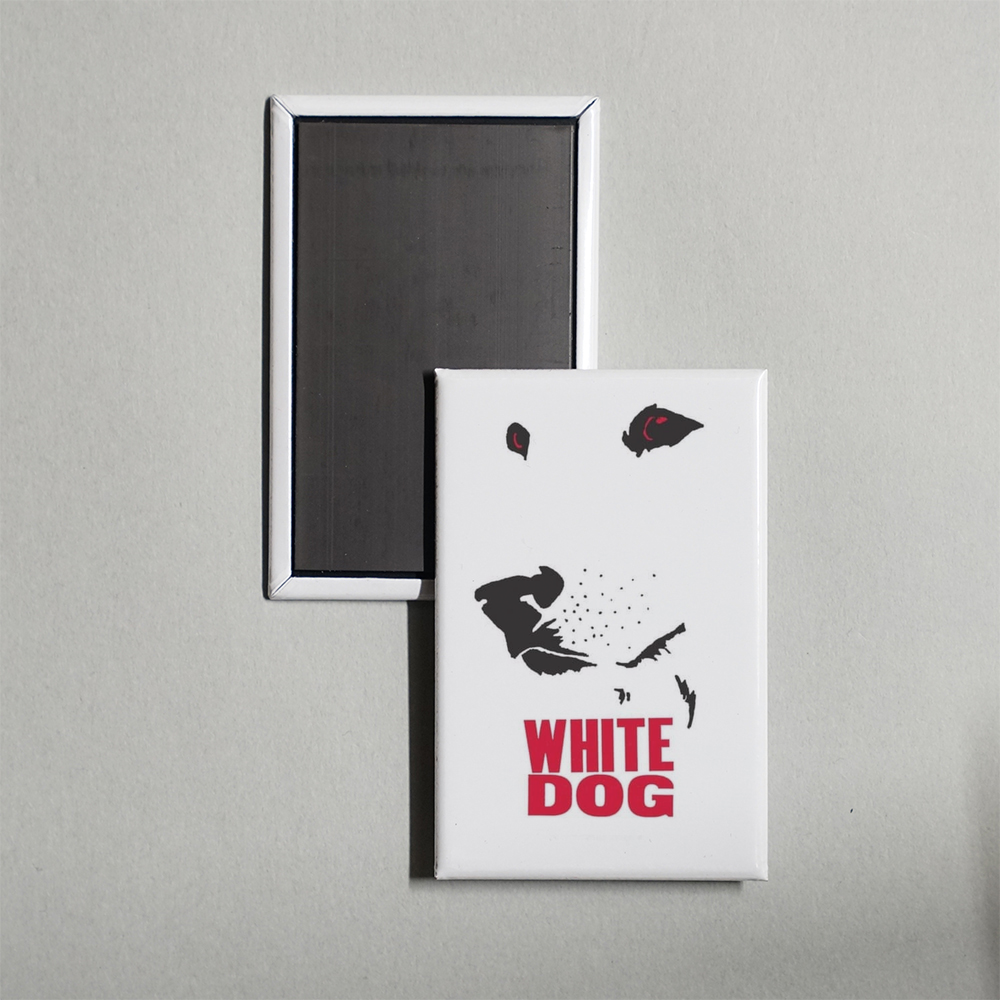 White Dog Mini Movie Fridge Magnet